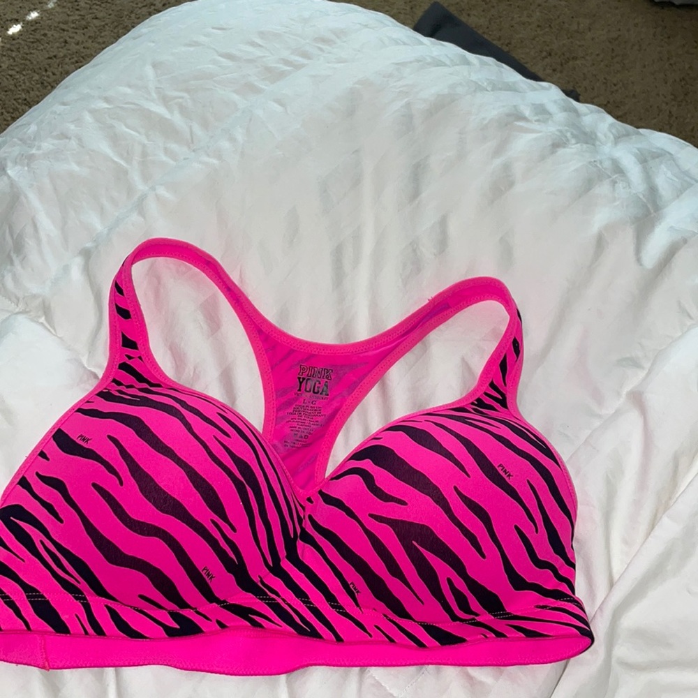 PINK neon pink racerback sports bra